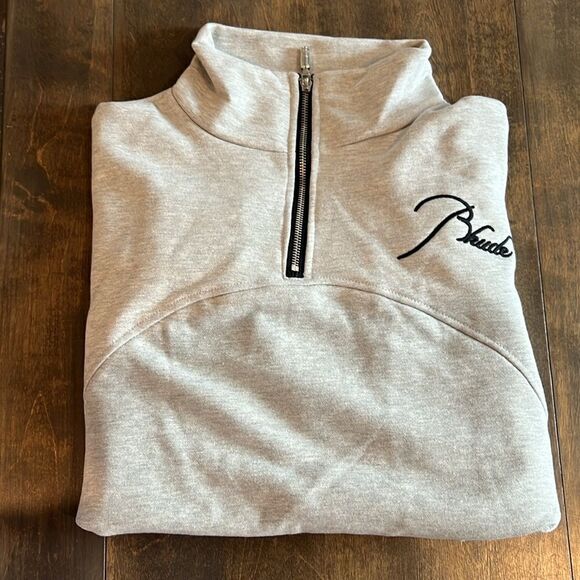 Hbat Half Zipper Embroidery Letter Splicing Stand Collar Sweater Street Loose - Picture 4 of 9